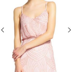 Adrianna Papell Blouson Beaded Floor Length Dress